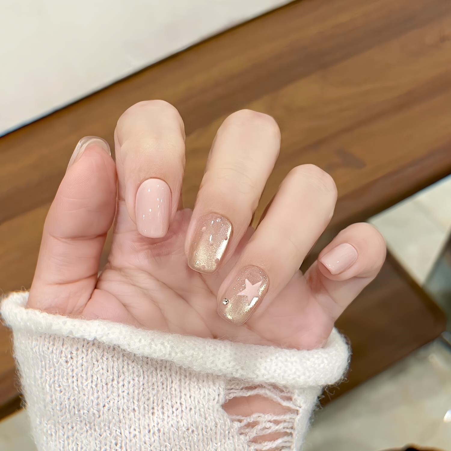 手工穿戴甲显白高级感春夏闪钻星星美甲甲片辣妹穿戴式指甲片成品