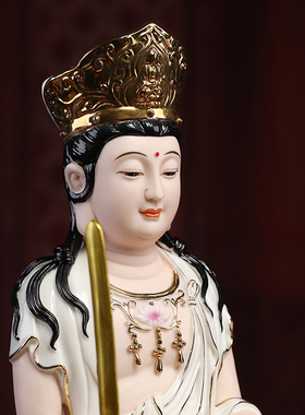 快速发货华藏三圣文殊菩萨像密宗佛像供奉家用陶Z瓷客厅摆件