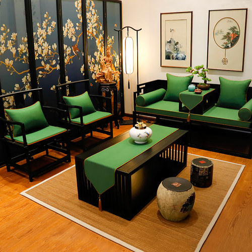 快速发货中式红木沙发坐r垫实木家具靠垫棉麻圈椅垫罗汉床垫子防