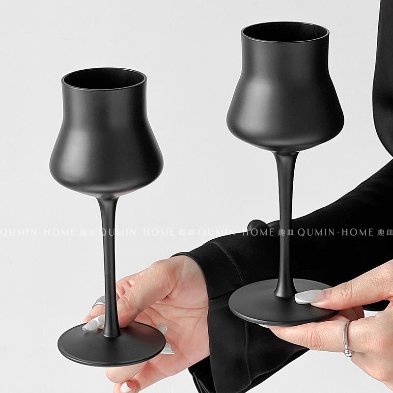 速发风高脚杯子用家轻奢高级感曜黑玻璃香萄酒杯葡槟杯