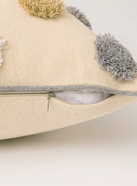 快速发货ains风簇绒抱枕套北欧几何客厅沙发靠垫腰枕彩虹流苏卧室