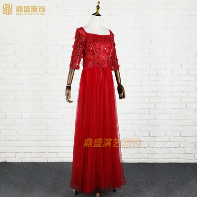 快速发货优雅长裙礼服婚礼镂空表演服伴娘司仪晚R宴晚会主持人服