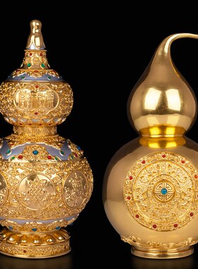 快速发货葫芦摆件全铜贴金八宝八吉祥葫芦客厅办公V室摆放风水五