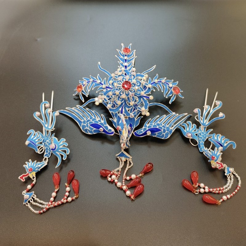 现货速发俏花旦戏服 新款越剧黄梅戏点翠丹凤朝正凤套 戏曲点翠头