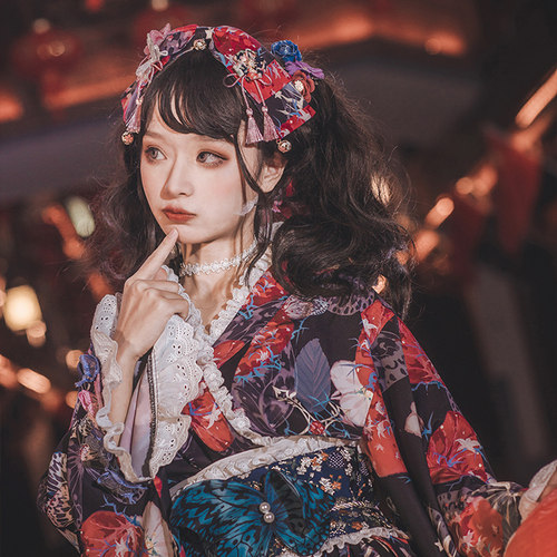 原创lolita关系和风腰封配饰发箍