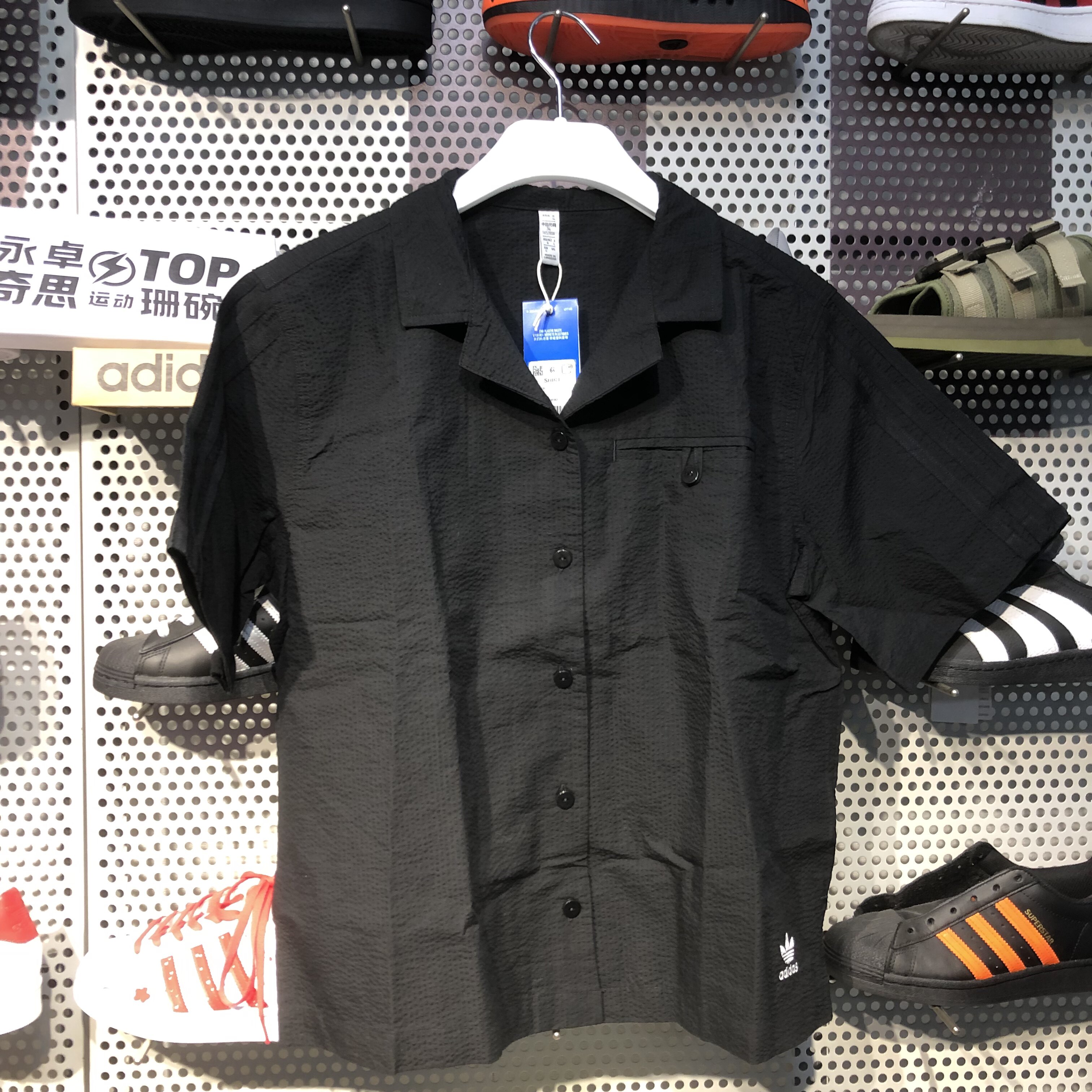 断码34阿迪达斯Adidas正品翻领衬衫男女款宽松休闲短袖T恤HC2055