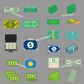 卡通钞票纸币金钱美钞货币动画视频素材带通道