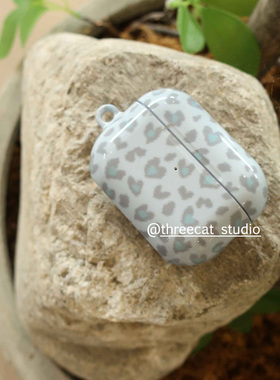 韩ins设计chic时尚薄荷豹纹pro3进口菲林耳机壳适用于苹果1/2/3/4代airpods pro2保护套airpods 4代硬亮