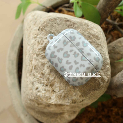 韩ins设计chic时尚薄荷豹纹pro3进口菲林耳机壳适用于苹果1/2/3/4代airpods pro2保护套airpods 4代硬亮