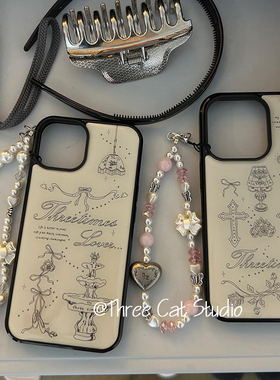 韩小众ins复古吊灯喷泉酷妹时尚博主同款适用于iphone15pro/16promax苹果13/12/11手机壳xsmax保护套14新16e