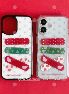 韩女古早波点雪花翅膀创口贴印花欧尼手机壳适用于iphone17promax/16pro苹果15/14/13/12黑边11保护套Xsmax