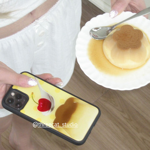 韩系ins欧尼果冻布丁樱桃博主同款 16pro苹果15 12黑边11保护套Xsmax 手机壳适用于iphone17promax