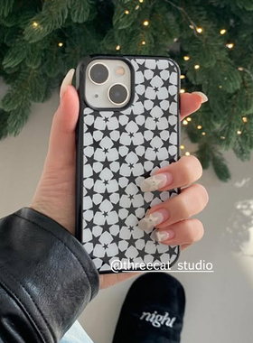 韩ins个性Y2K少女黑色星星欧尼博主同款手机壳适用于iphone17promax/16pro苹果15/14/13/12黑边11保护套Xsmax