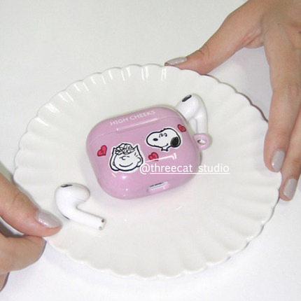 韩ins设计可爱史努比男孩女孩4代进口pro3菲林耳机壳适用于苹果1/2/3/4代airpods pro2保护套airpods 4代硬亮