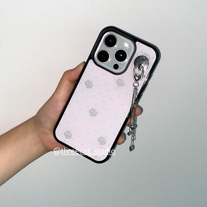 灰色玫瑰古早波点17pro手机壳