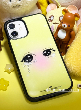 韩系ins流着泪的卡通眼睛Y2K博主同款手机壳适用于iphone17promax/16pro苹果15/14/13/12黑边11保护套Xsmax