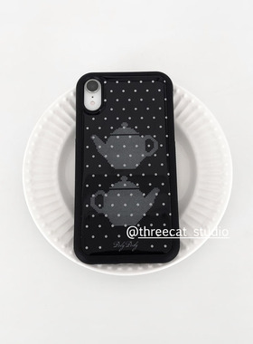 韩系ins个性欧尼茶壶古早波点博主同款手机壳适用于iphone17promax/16pro苹果15/14/13/12黑边11保护套Xsmax