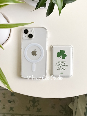 苹果17四叶草英文磁吸卡套手机壳