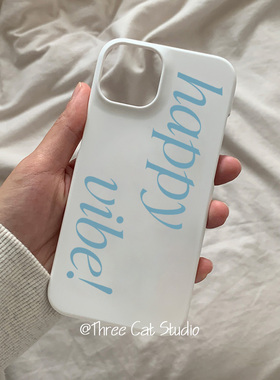 韩国ins风小众蓝色英文字母博主同款菲林手机壳适用于iphone16promax苹果15pro/14/13/12/11保护套xsmax亮硬