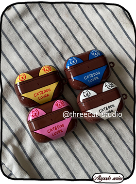 韩ins可爱粉色小狗猫咪比基尼pro3进口菲林耳机壳适用于苹果1/2/3/4代airpods pro2保护套airpods 4代硬亮