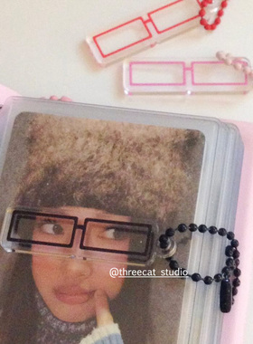 韩ins小众设计可爱Y2K少女心眼镜亚克力钥匙扣airpods耳机套挂件