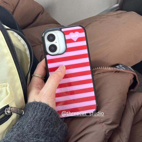 红粉条纹iphone17pro手机壳