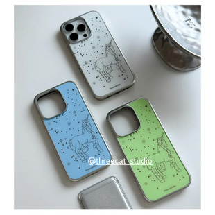 韩系ins复古星星独角兽欧尼博主同款手机壳适用于iphone17promax/16pro苹果15/14/13/12银边11保护套Xsmax
