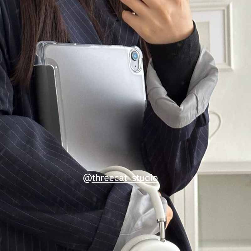韩ins小众设计黑色皮套11代air7/6/5/4平板10代ipad保护壳pro2025防摔透明笔槽11寸苹果ipad7/8/9/10保护套