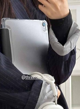 韩ins小众设计黑色皮套11代air7/6/5/4平板10代ipad保护壳pro2025防摔透明笔槽11寸苹果ipad7/8/9/10保护套
