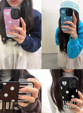 韩女日系轻亚Y2K少女甜酷波点元素钢琴手机壳适用于iphone17promax/16pro苹果15/14/13/12黑边11保护套Xsmax