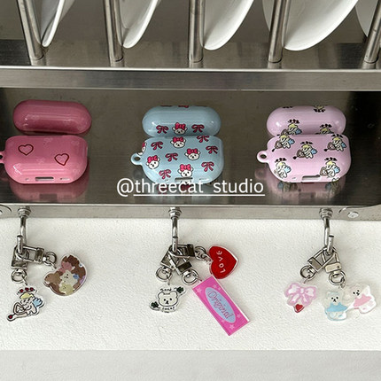 韩国ins少女心丘比特蝴蝶结小熊pro 3代进口菲林耳机壳适用于苹果1/2/3/4代airpods pro2保护套airpods4硬亮