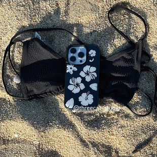 韩ins时尚辣妹扶桑花欧尼博主同款手机壳适用于iphone17promax/16pro苹果15/14/13/12黑边11保护套Xsmax