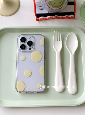 韩ins古早大小黄色波点欧尼博主同款手机壳适用于iphone17pro/16promax苹果15/14/13保护套高透软Xsmax包边12