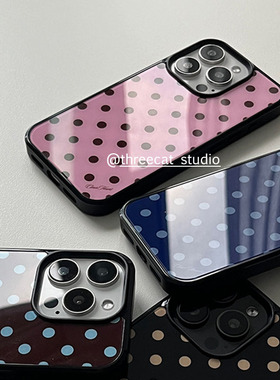 韩系ins巧克力古早波点浪漫英文博主同款手机壳适用iphone17promax/16pro苹果15/14/13/12黑边11保护套Xsmax