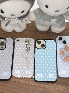 少女心古早天使翅膀波点韩ins博主同款手机壳适用于iphone17promax/16pro苹果15/14/13/12黑边11保护套Xsmax