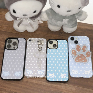 少女心古早天使翅膀波点韩ins博主同款手机壳适用于iphone17promax/16pro苹果15/14/13/12黑边11保护套Xsmax