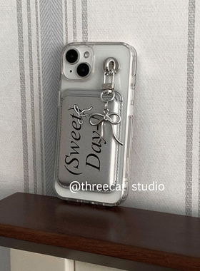 韩国ins小众sweet day英文蝴蝶结挂件magsafe磁卡套包手机壳适用于iphone16pro/15promax苹果14/13/12/11保护