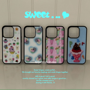 韩ins可爱治愈猫咪小熊雪糕甜品欧尼博主手机壳适用iphone18promax/17pro苹果Duo/17/16/15/8plus保护套Xsmax