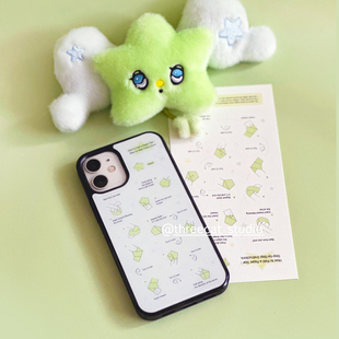 韩Y2K少女绿色折纸星星欧尼博主同款手机壳适用于iphone17promax/16pro苹果15/14/13/12黑边11保护套Xsmax