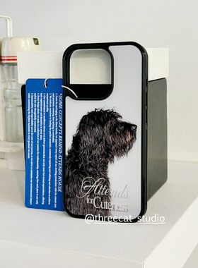 韩ins可爱黑色卷毛狗狗欧尼博主同款手机壳适用于iphone17promax/16pro苹果15/14/13/12黑边11保护套Xsmax