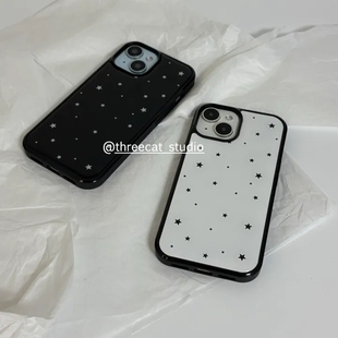 韩系ins个性小众繁星博主同款手机壳适用于iphone17promax/16pro苹果15/14/13/12黑边11保护套Xsmax