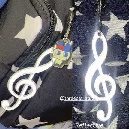 韩系ins设计Y2K个性古早复古反光音符挂饰包包挂件女车钥匙扣