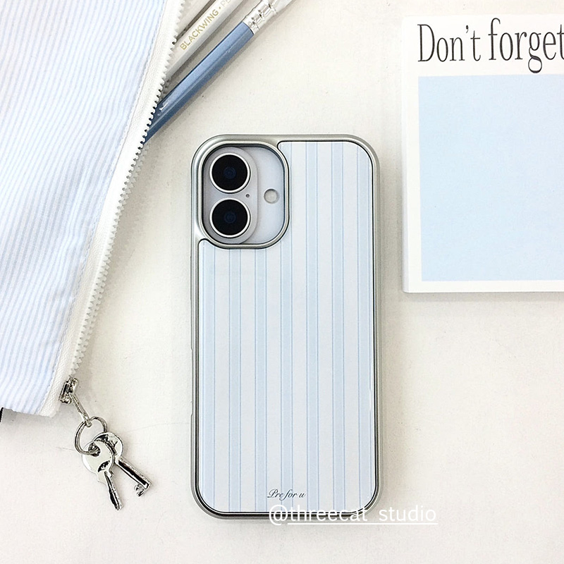淡蓝条纹苹果16pro手机壳
