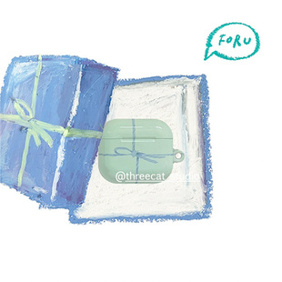 韩国ins设计少女心薄荷绿礼品盒绑带4代进口菲林耳机壳适用于苹果1/2/3/4代airpods pro2保护套airpods4硬亮