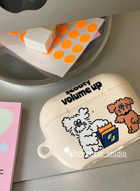 韩ins设计CD唱片狗狗pro3进口4代菲林耳机壳适用于苹果1/2/3/4代airpods pro 2 3 保护套airpods 4代硬亮