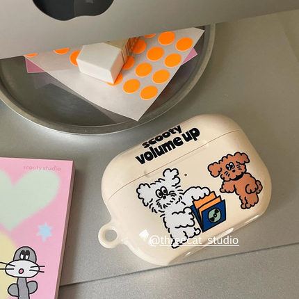 韩ins设计CD唱片狗狗pro3进口4代菲林耳机壳适用于苹果1/2/3/4代airpods pro 2 3 保护套airpods 4代硬亮