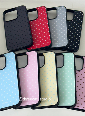 韩系ins欧尼古早波点元素博主同款手机壳适用于iphone17promax/16pro苹果15/14/13/12黑边11保护套Xsmax