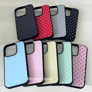 素博主同款 手机壳适用于iphone17promax 12黑边11保护套Xsmax 16pro苹果15 韩系ins欧尼古早波点元
