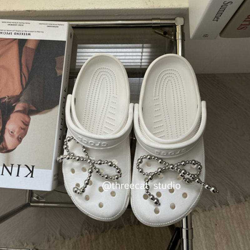 洞鞋大小串珠蝴蝶结鞋花