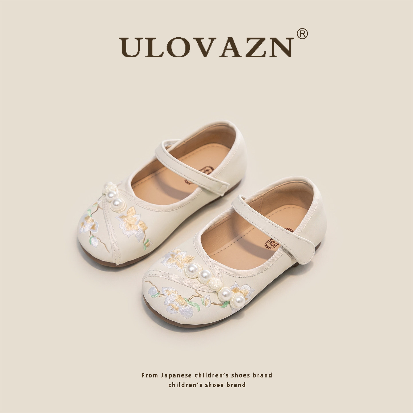 日本Ulovazn童鞋~女童小皮鞋2026秋季新品花朵刺绣珍珠装饰公主鞋